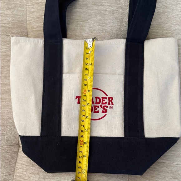 Trader Joe's Cream and Black Mini Canvas Tote Bag - Picture 3 of 5